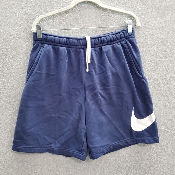 Nike Men Activewear Shorts Large Blue Logo Workout Running Drawstring - Picture 1 of 8